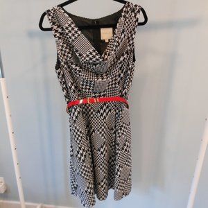 Modcloth Houndstooth Draped Neck Dress - Size Large